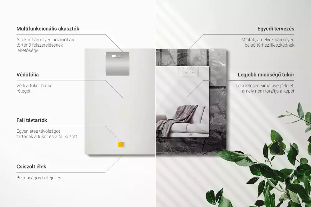 Specchio rettangolare stampato crepe nella roccia nera