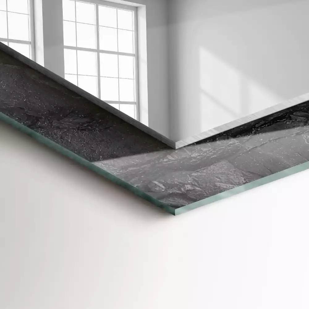 Specchio rettangolare stampato crepe nella roccia nera