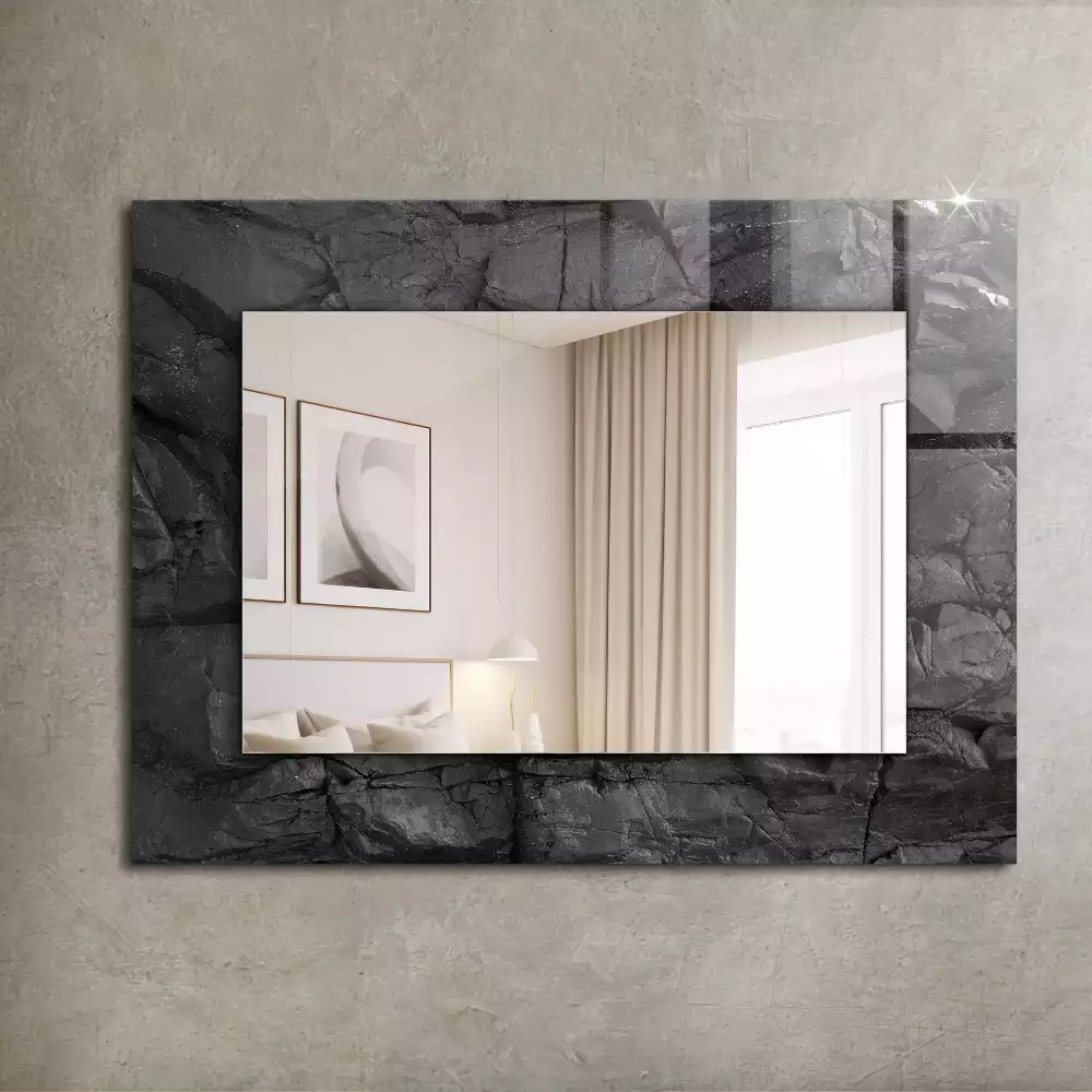 Specchio rettangolare stampato crepe nella roccia nera