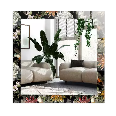 Specchio rettangolare decoro Fiori e uccelli