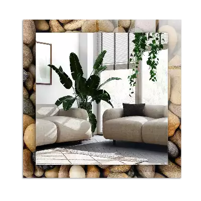 Specchio rettangolare con cornice stampata Pietre lisce colorate