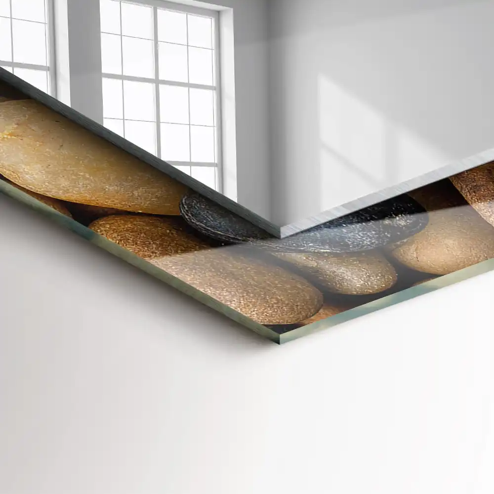 Specchio rettangolare con cornice stampata Pietre lisce colorate