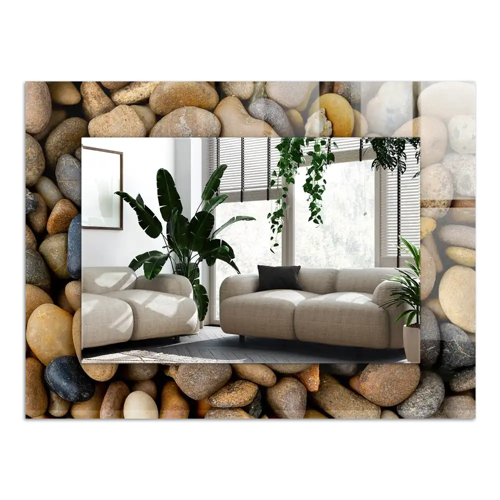 Specchio rettangolare con cornice stampata Pietre lisce colorate