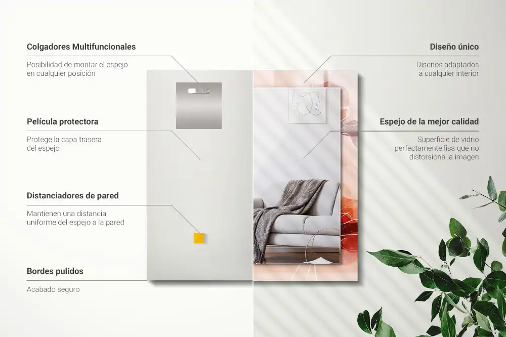 Specchio rettangolare stampato Motivi floreali astratti