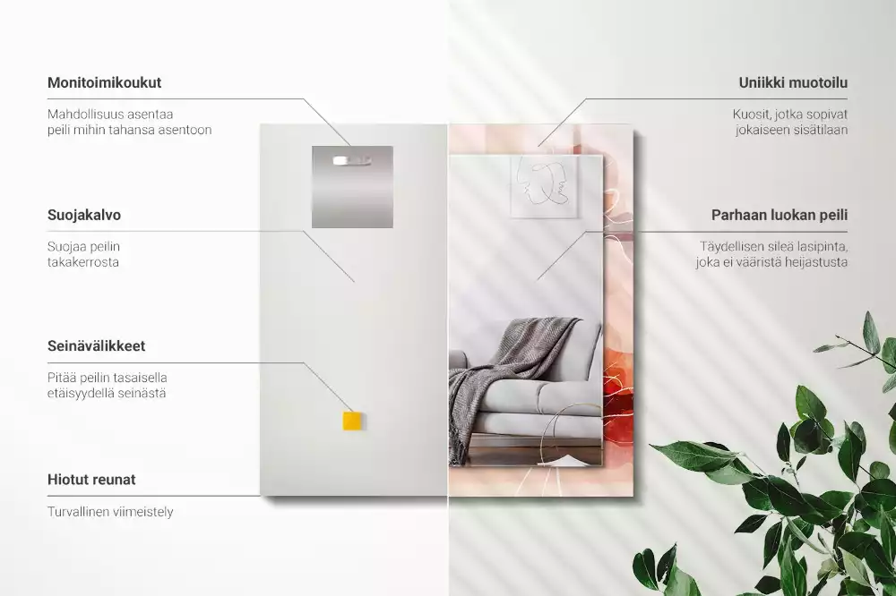 Specchio rettangolare stampato Motivi floreali astratti