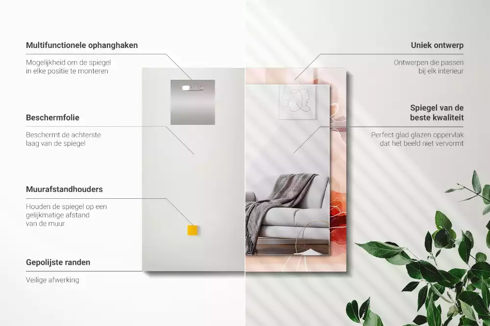 Specchio rettangolare stampato Motivi floreali astratti