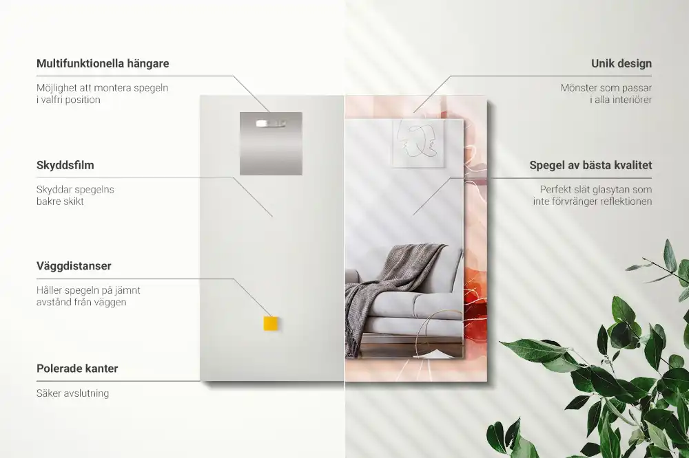 Specchio rettangolare stampato Motivi floreali astratti