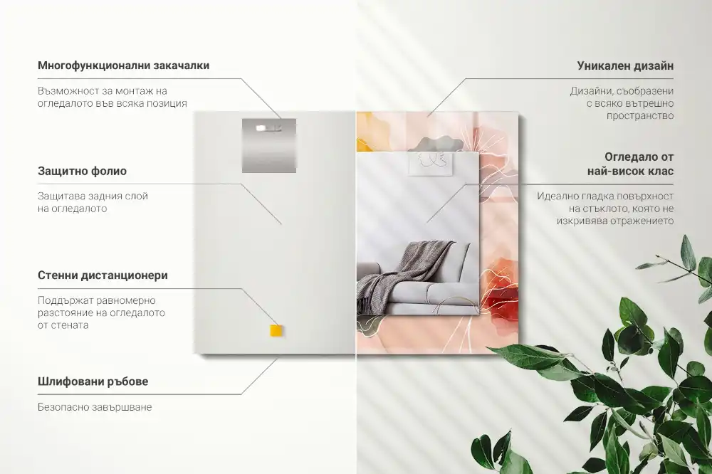 Specchio rettangolare stampato Motivi floreali astratti