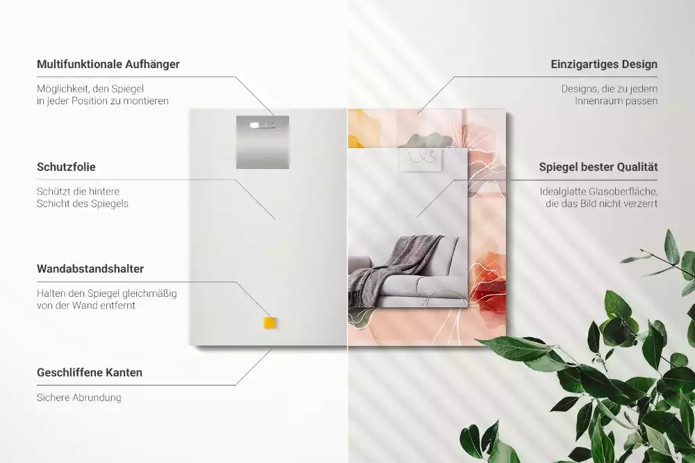 Specchio rettangolare stampato Motivi floreali astratti