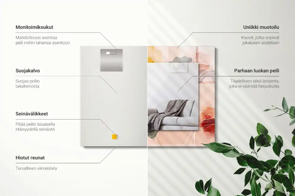 Specchio rettangolare stampato Motivi floreali astratti