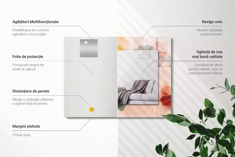 Specchio rettangolare stampato Motivi floreali astratti