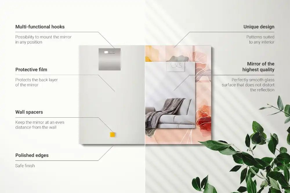 Specchio rettangolare stampato Motivi floreali astratti