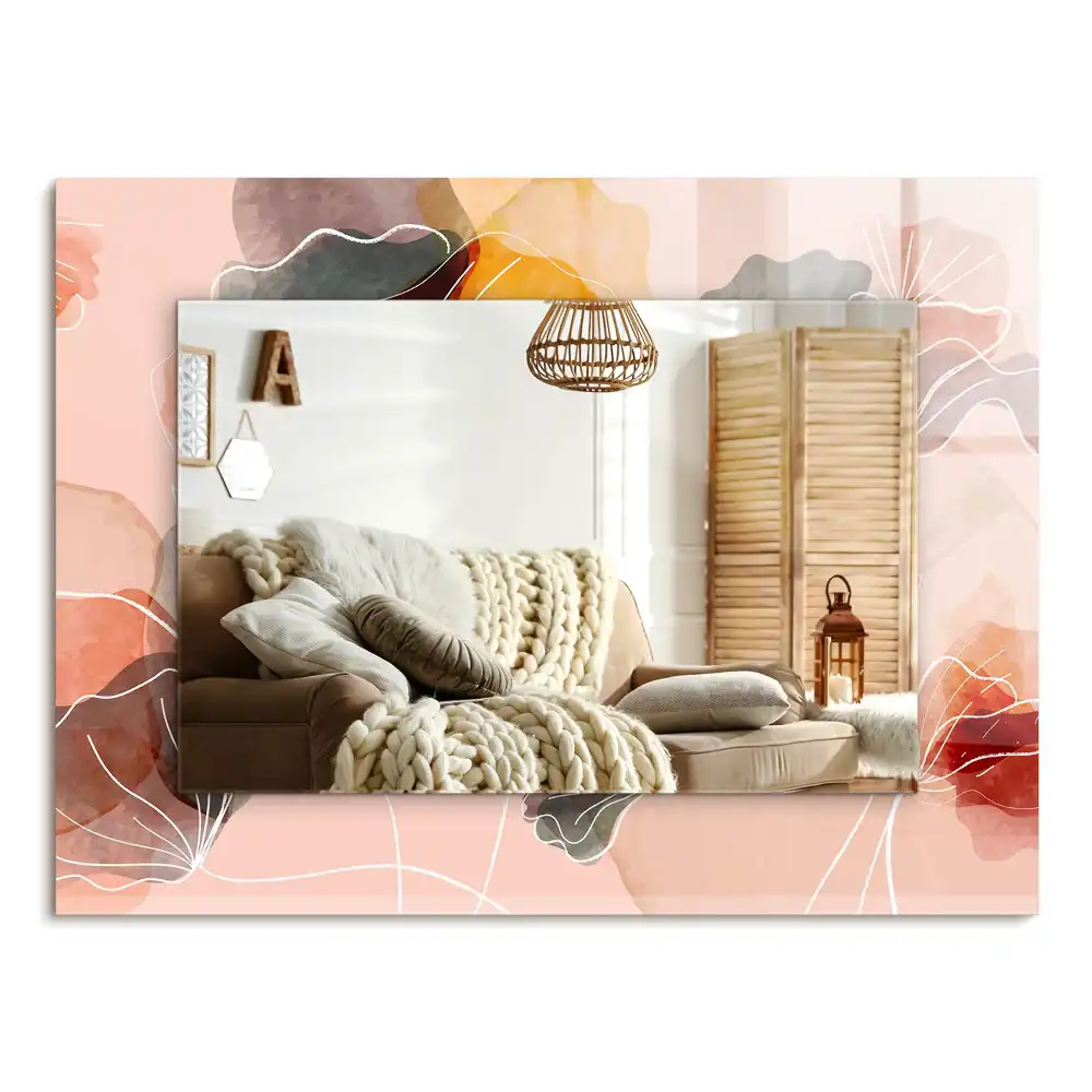 Specchio rettangolare stampato Motivi floreali astratti