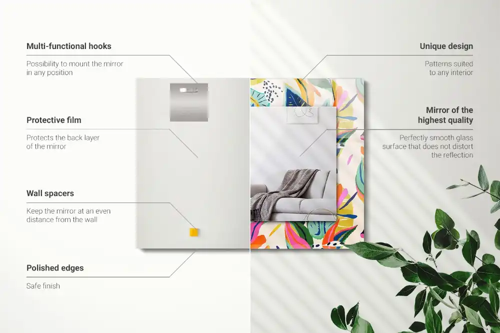 Specchio rettangolare decoro Motivo a foglie colorate