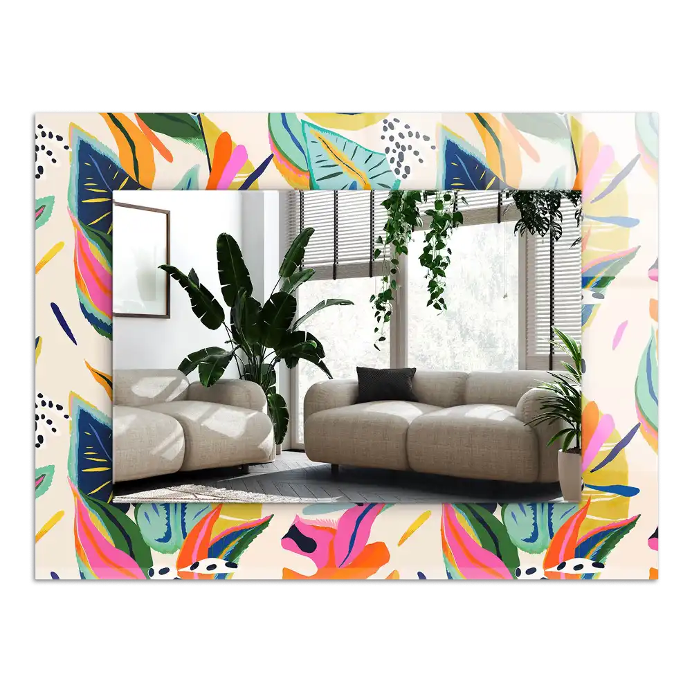 Specchio rettangolare decoro Motivo a foglie colorate