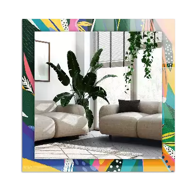 Specchio rettangolare con cornice stampata Motivo astratto colorato