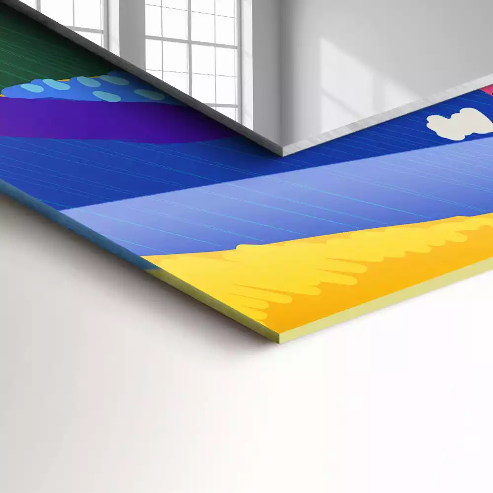 Specchio rettangolare con cornice stampata Motivo astratto colorato