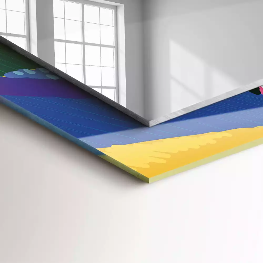 Specchio rettangolare con cornice stampata Motivo astratto colorato