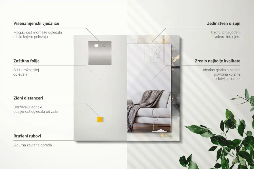 Specchio rettangolare stampato Arte moderna astratta