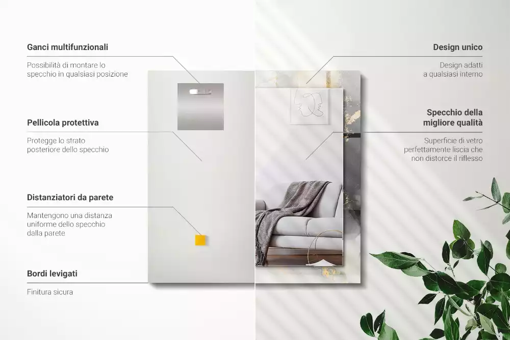 Specchio rettangolare stampato Arte moderna astratta