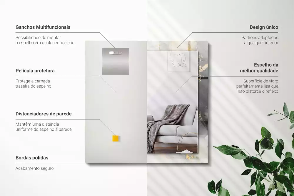 Specchio rettangolare stampato Arte moderna astratta