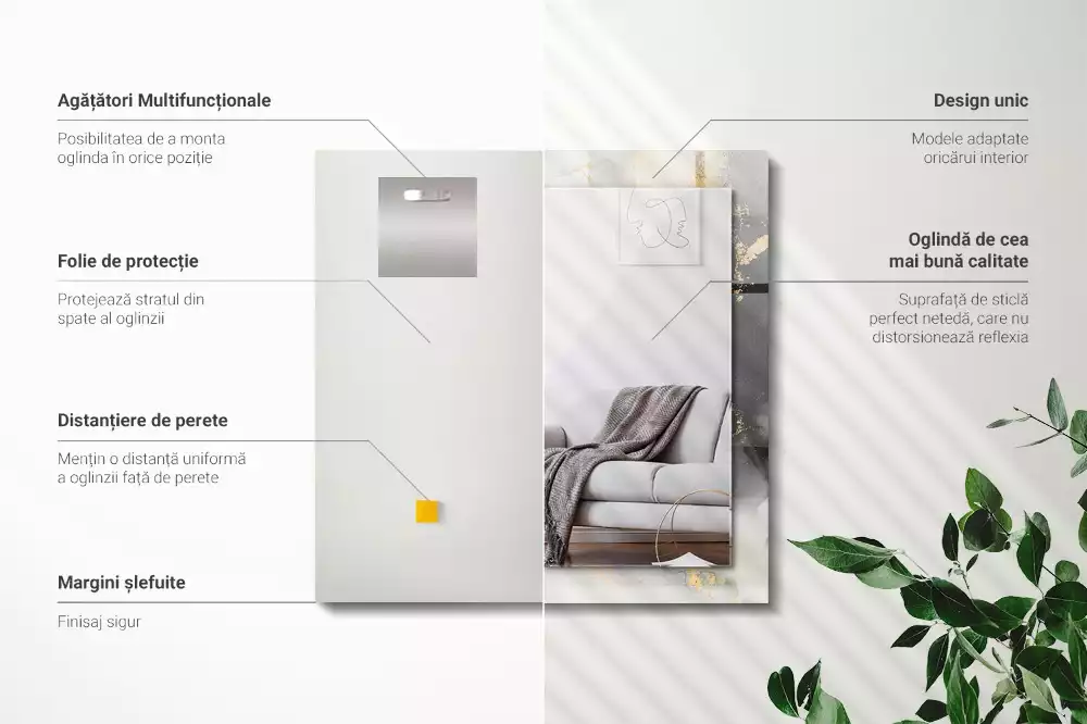 Specchio rettangolare stampato Arte moderna astratta