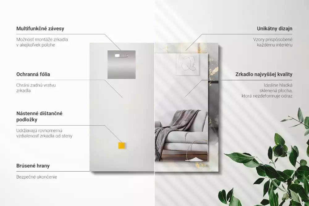 Specchio rettangolare stampato Arte moderna astratta