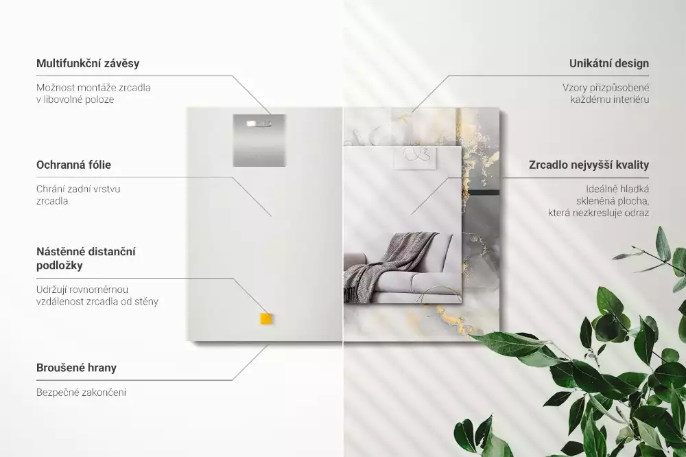 Specchio rettangolare stampato Arte moderna astratta