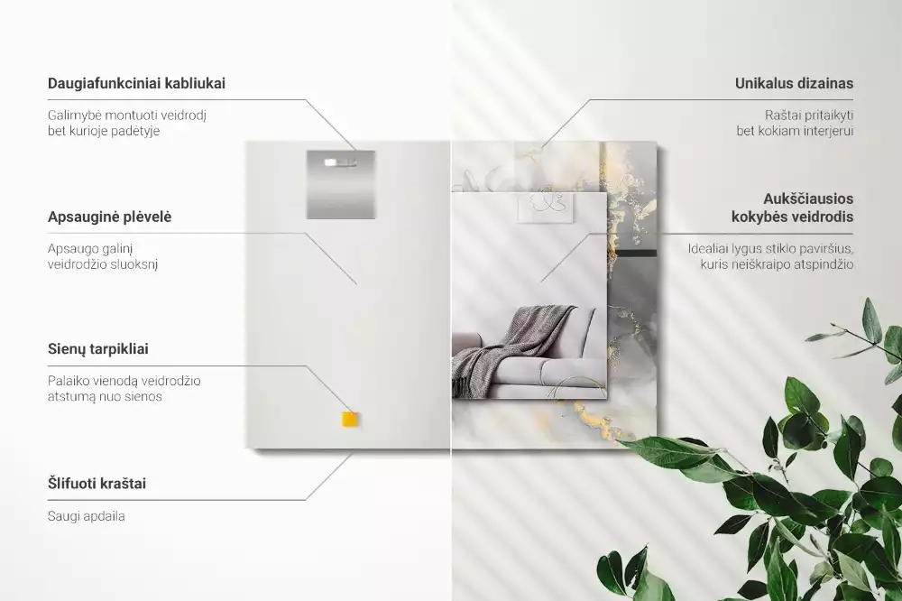 Specchio rettangolare stampato Arte moderna astratta