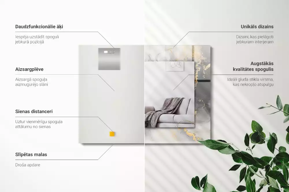 Specchio rettangolare stampato Arte moderna astratta