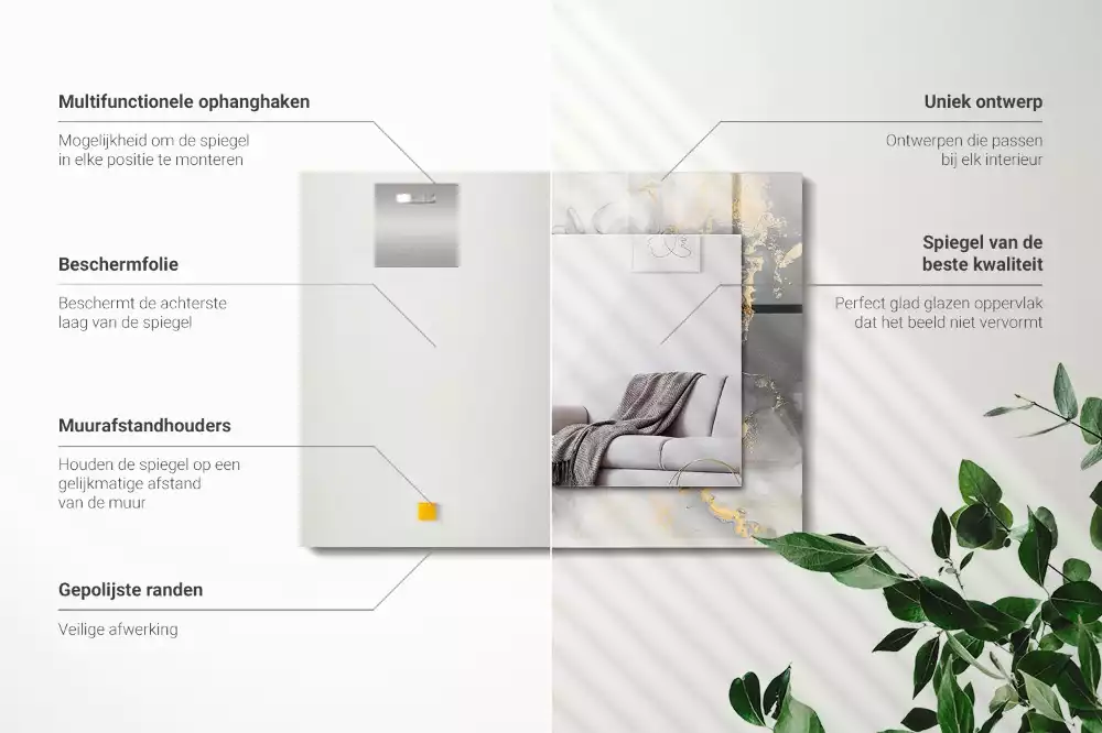 Specchio rettangolare stampato Arte moderna astratta