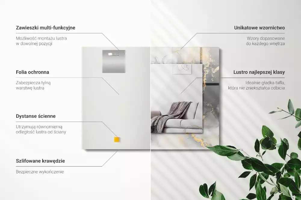 Specchio rettangolare stampato Arte moderna astratta