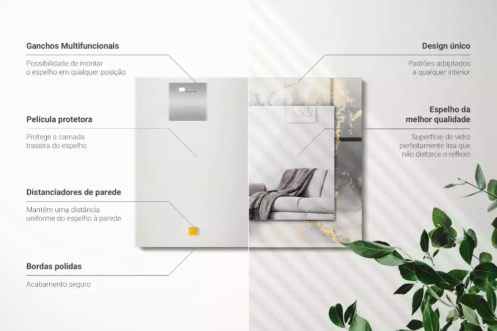 Specchio rettangolare stampato Arte moderna astratta