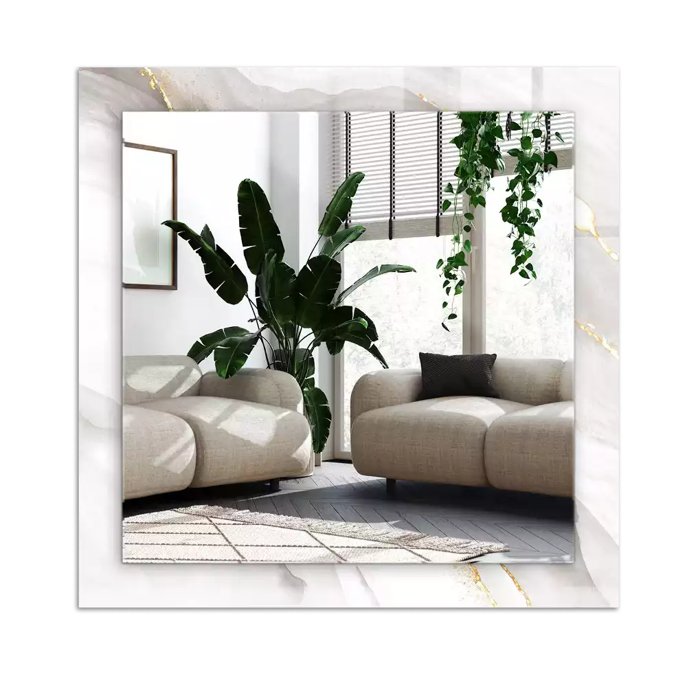 Specchio rettangolare con cornice stampata marmo grigio