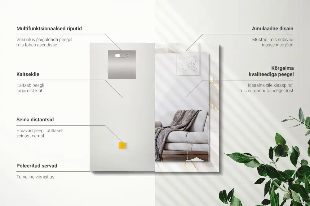 Specchio rettangolare con cornice stampata marmo grigio