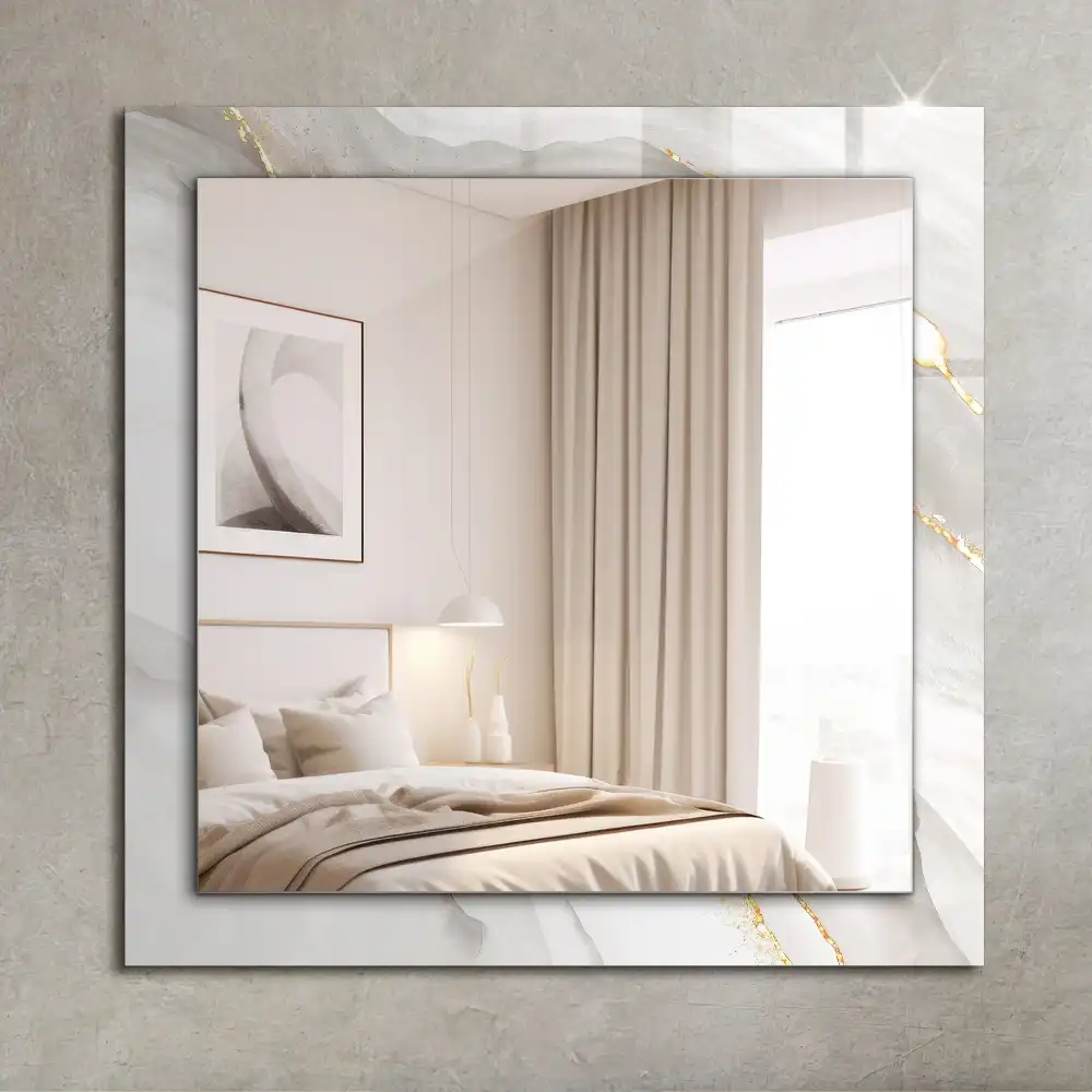 Specchio rettangolare con cornice stampata marmo grigio
