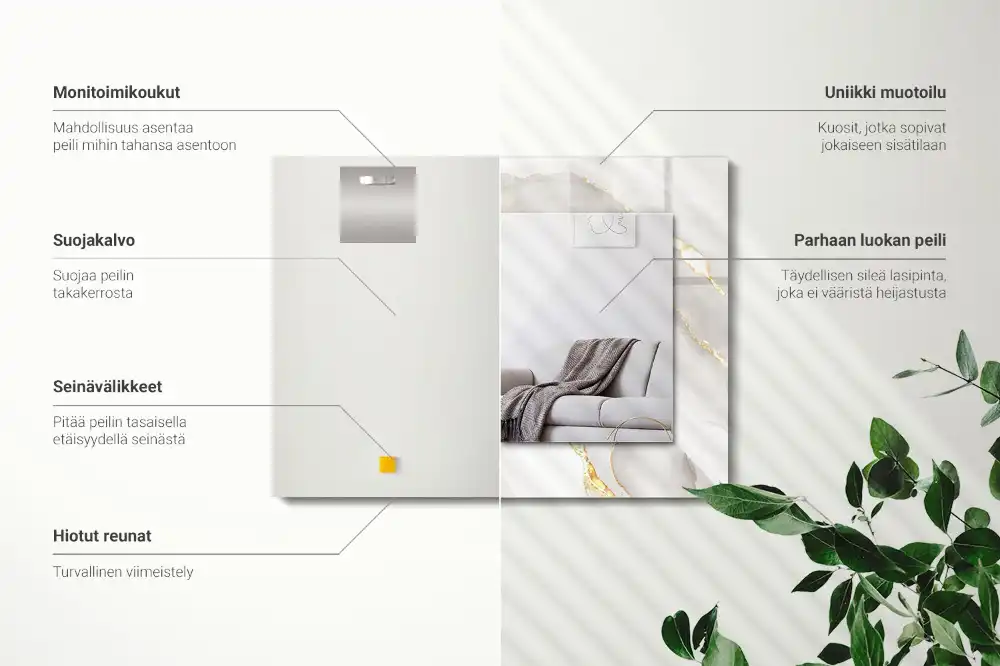 Specchio rettangolare con cornice stampata marmo grigio