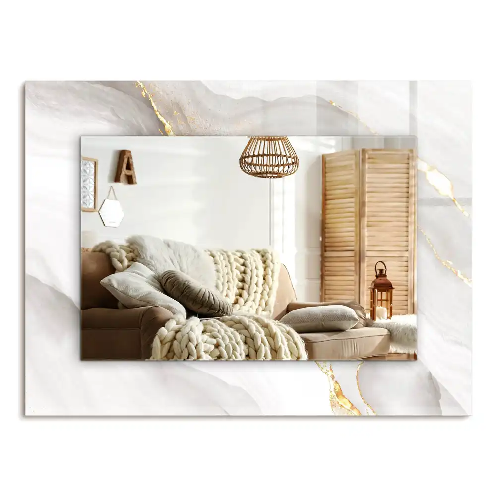 Specchio rettangolare con cornice stampata marmo grigio