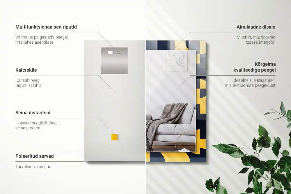 Specchio rettangolare stampato Motivo geometrico astratto