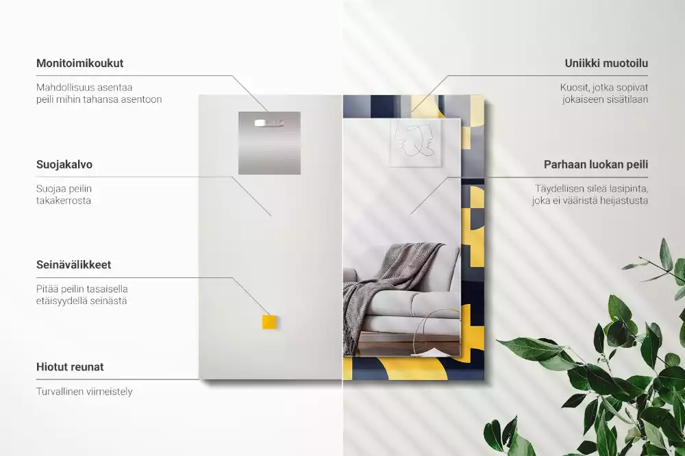 Specchio rettangolare stampato Motivo geometrico astratto