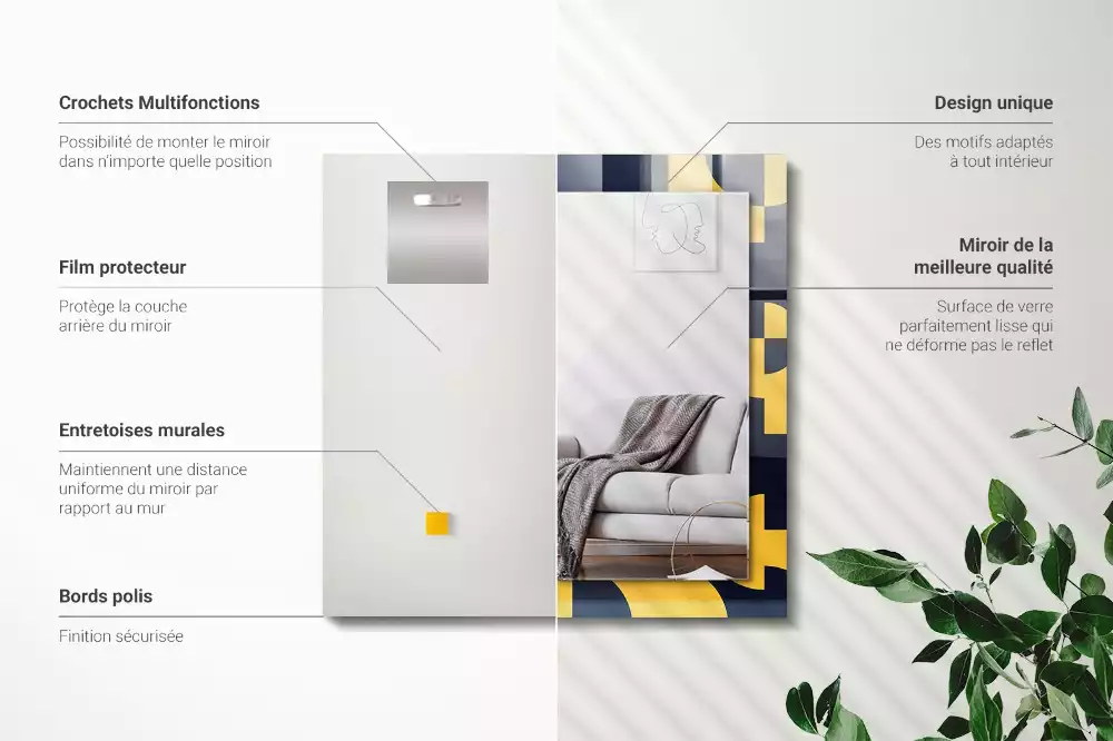 Specchio rettangolare stampato Motivo geometrico astratto