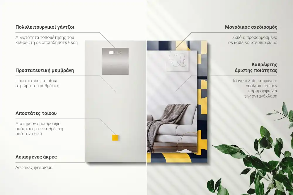 Specchio rettangolare stampato Motivo geometrico astratto