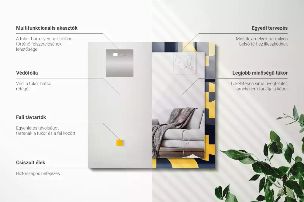 Specchio rettangolare stampato Motivo geometrico astratto