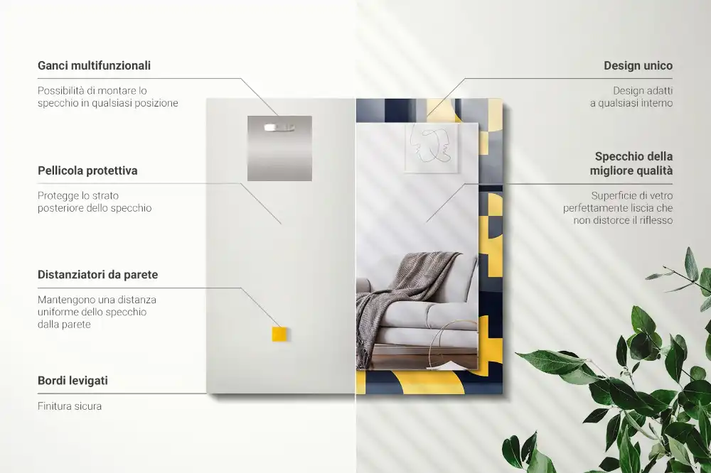 Specchio rettangolare stampato Motivo geometrico astratto