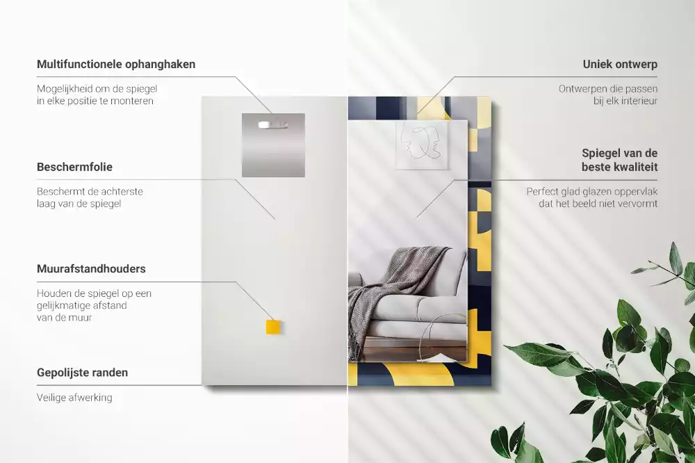 Specchio rettangolare stampato Motivo geometrico astratto