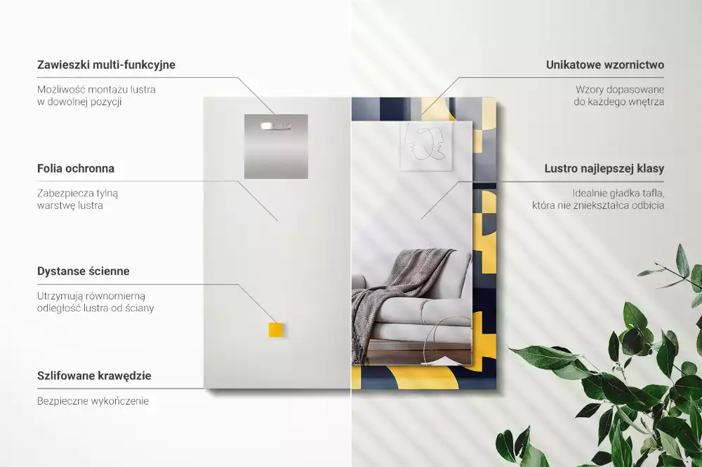 Specchio rettangolare stampato Motivo geometrico astratto