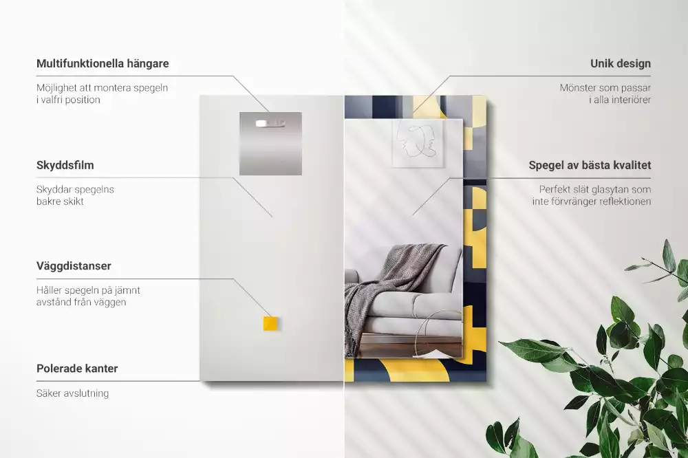 Specchio rettangolare stampato Motivo geometrico astratto