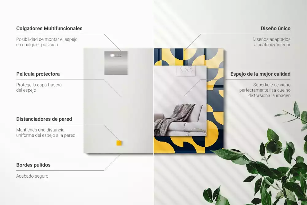 Specchio rettangolare stampato Motivo geometrico astratto