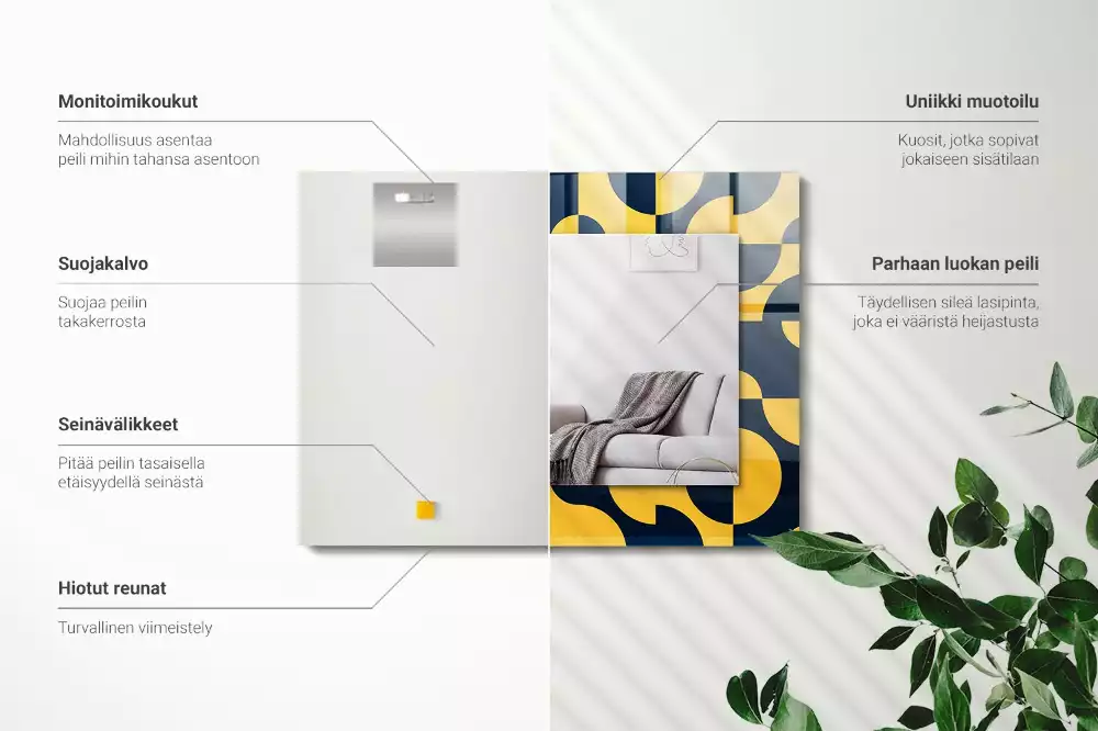 Specchio rettangolare stampato Motivo geometrico astratto