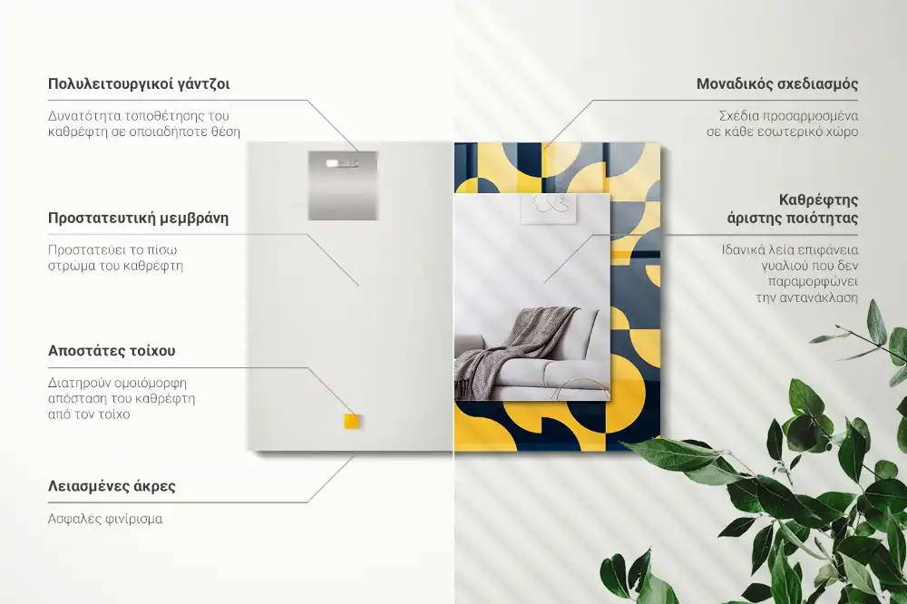 Specchio rettangolare stampato Motivo geometrico astratto